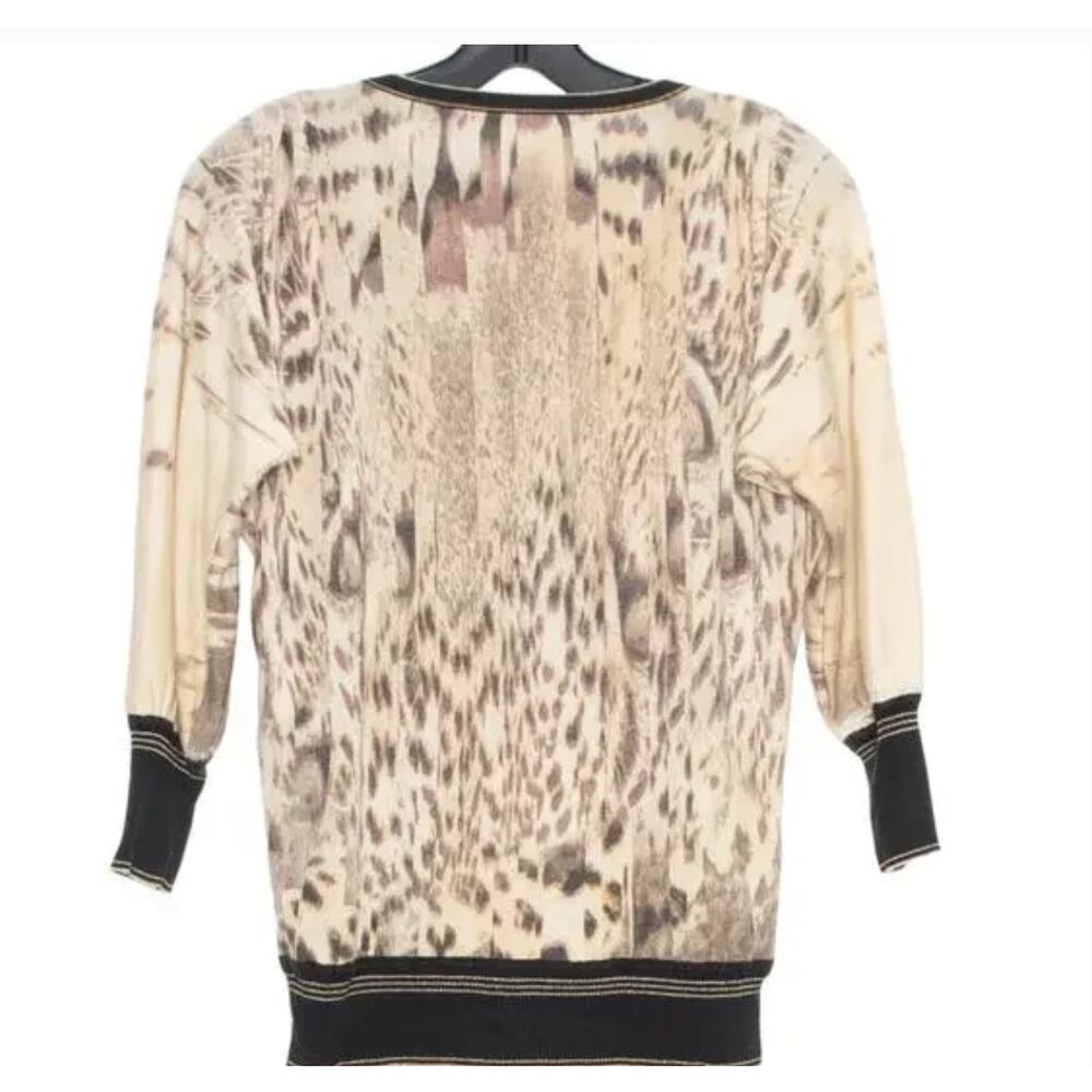 Roberto Cavalli Animal Leopard Print Cardigan Silk Cashmere IT 42 US 6 Luxury - Picture 13 of 14